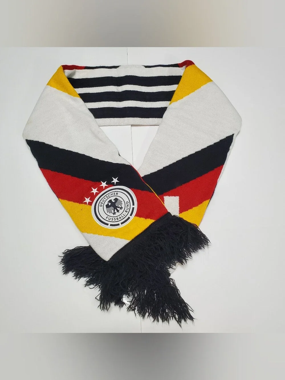 Adidas Deutschland Fussball-Bund Unisex Adult Scarf Multicolor Knit Pattern